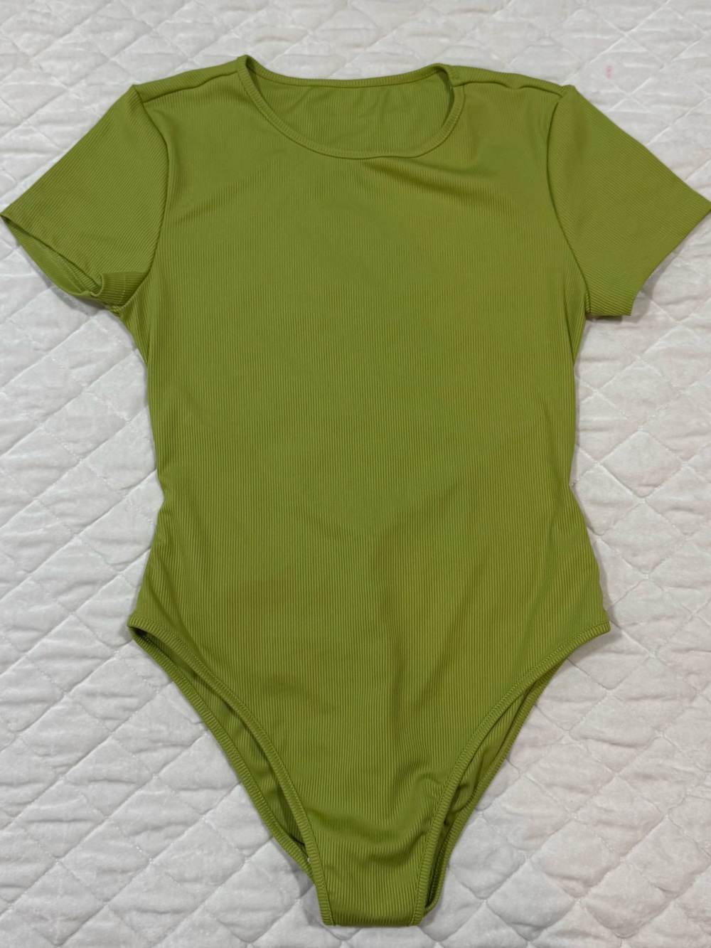 Women’s Olive Green Ribbed Short-Sleeve Top